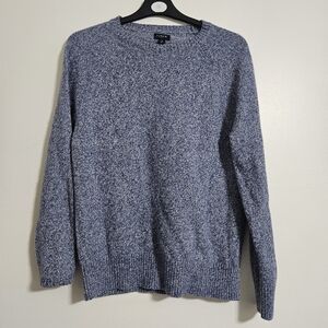 J crew lambs wool blend sweater size small navy blue heathered crew neck mens